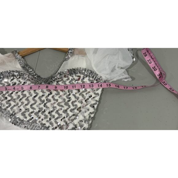 Vintage 1980’s Art Stone White Sequin Ballet Costume Leotard Dress Adult Medium - Picture 7 of 10